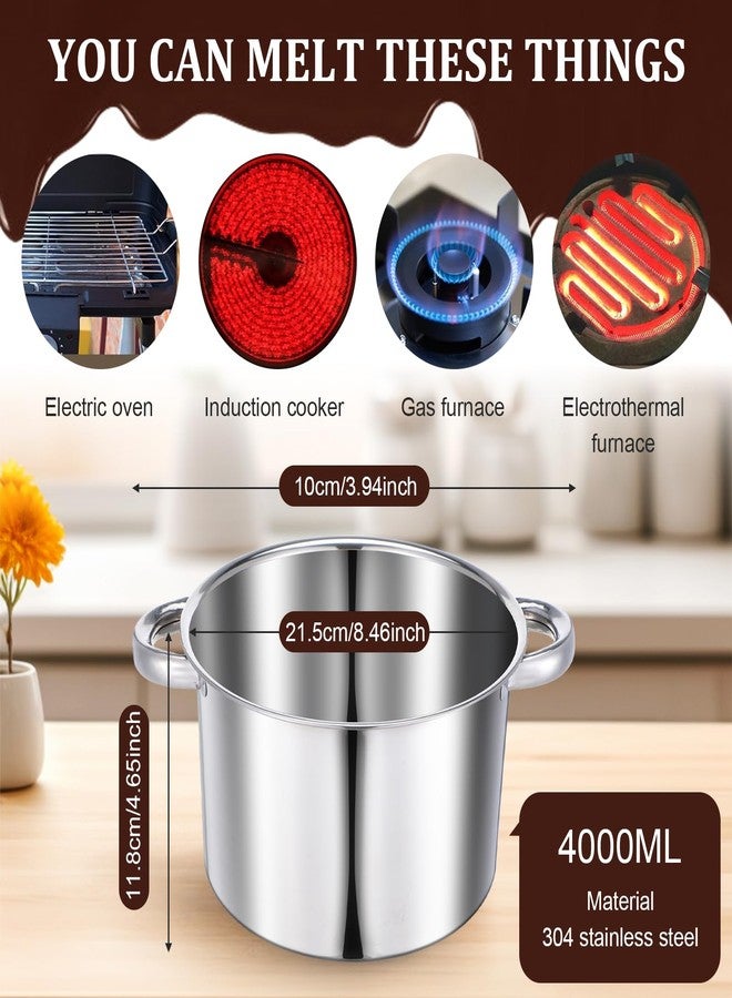 wutfuooo 304 Stainless Steel Double Boiler Set - 2.6QT Melting Bowl with Scale and Handle - 4.2QT Dual-Handle Pot - Stackable Water Bath Melting Pot Set for Butter, Chocolate, Wax, Sugar, Candle - Image 5